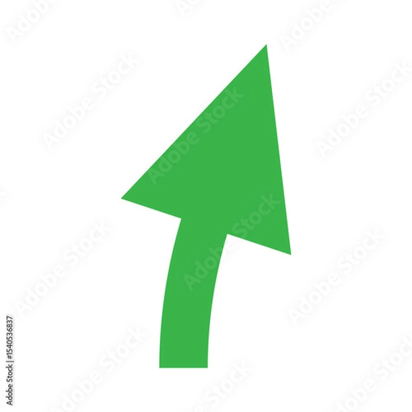 Fototapeta Green arrow cursor pointer icon pointing diagonally up and left on white background for web interface and navigation design