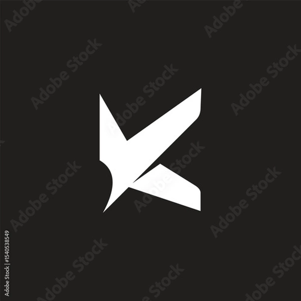 Fototapeta letter vk simple paper fold flat simple logo vector