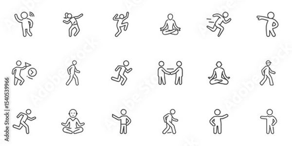 Obraz Full body people icon set for -- Dynamic Human Figure Icon Set for Motion Graphics, Fitness Applications, Activity Illustrations, UX Design and Educational Materials