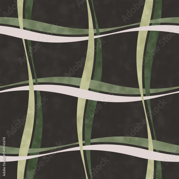 Fototapeta Watercolor Washed Out Curved Windowpane Check Pattern