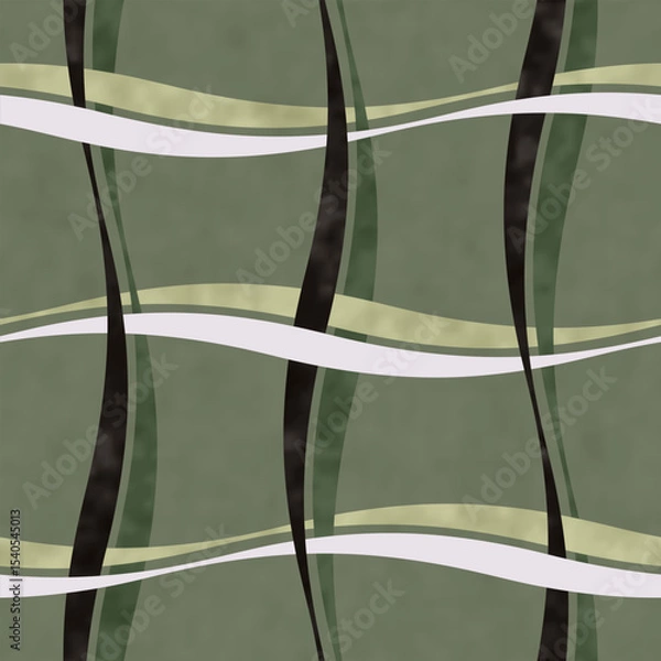 Fototapeta Watercolor Washed Out Curved Windowpane Check Pattern