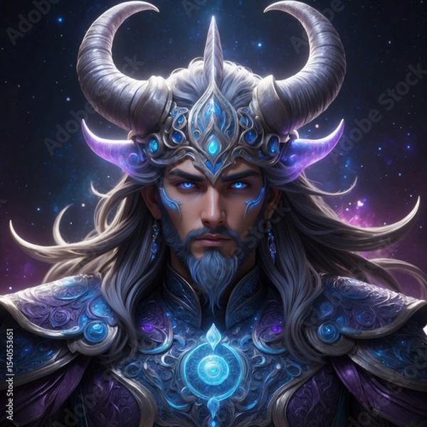 Obraz mystical warrior king with glowing eyes and celestial armour