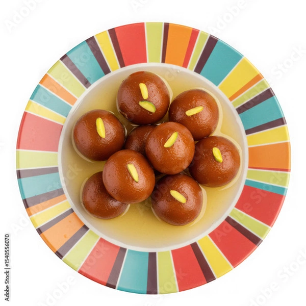 Fototapeta Gulab jamun dessert served on plate on transparent background