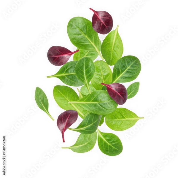 Fototapeta Fresh baby spinach and red chard on transparent background