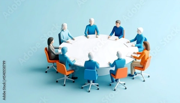 Fototapeta Diverse team roundtable meeting.