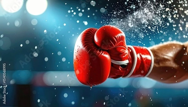 Fototapeta Intense Close-Up of Red Boxing Glove Punching with Motion Effect