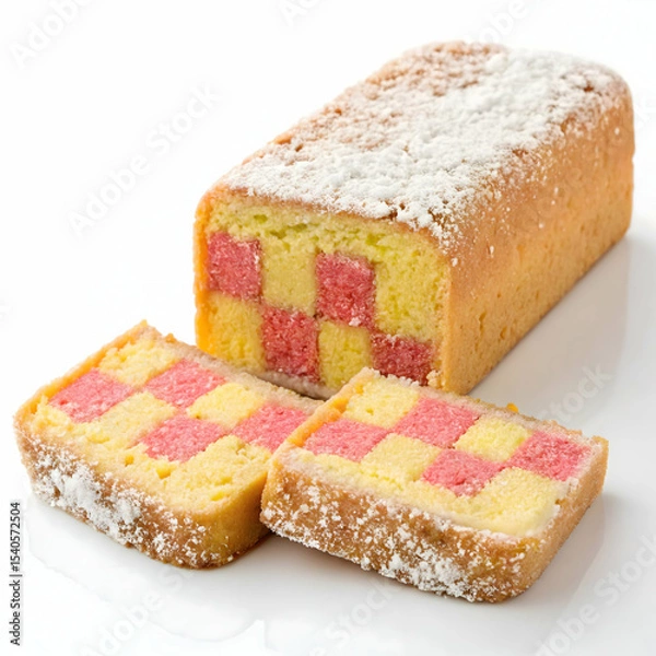 Fototapeta Battenberg cake isolated on transparent background  
