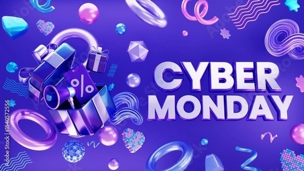 Fototapeta Cyber monday banner 3d rendered illustration