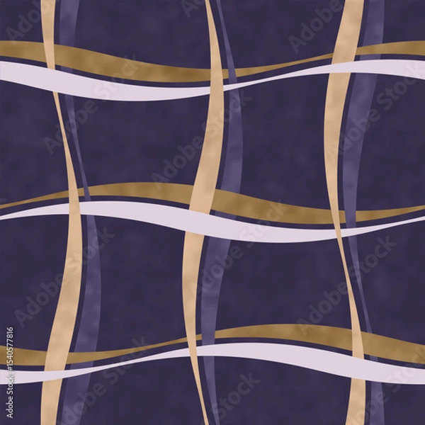 Fototapeta Watercolor Washed Out Curved Windowpane Check Pattern