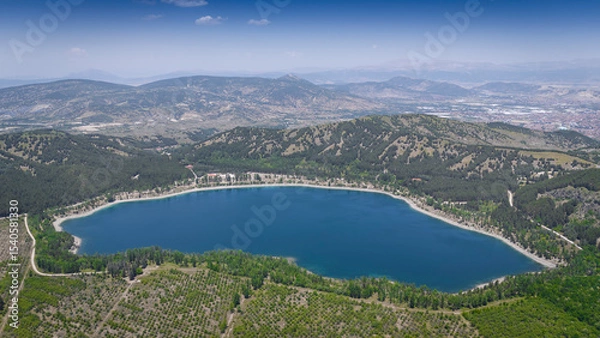 Obraz Aerial view Golcuk Nature Park lake, which is located in mid west Turkey.