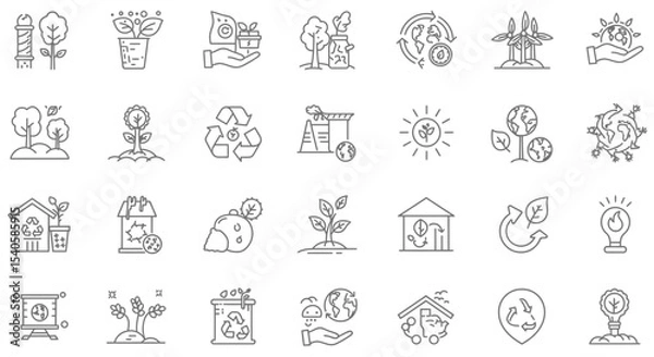 Fototapeta Eco-Friendly and Sustainable Practices: A Set of Environmental Conservation Icons