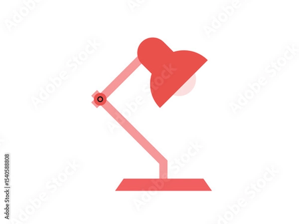 Fototapeta Table lamp. Office desk lamp, retro mid-century modern desktop lamp. Vector flat illustration isolated on transparent background.