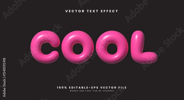 Fototapeta Pink Cool Glossy inflated Style 3d editable text effect template