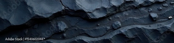 Fototapeta Dark, layered black shale Ideal for geology, mining, landscaping , texture, material