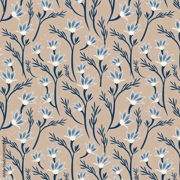 Obraz Wild flowers seamless vector pattern