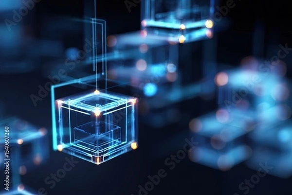 Fototapeta Conceptual visualization of blockchain and secure transaction in digital space
