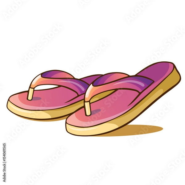 Fototapeta vector illustration of a simple  pink flip flops 