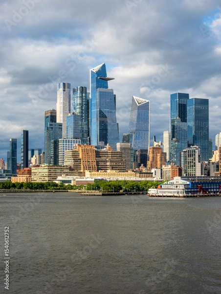 Obraz Tall office and apartment buidlings of Hudson Yards along the waterfront in Manhattan seen from a cruise ship on Hudson
