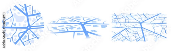Fototapeta Set of Gps map navigation. Isometric city map. View from above map buildings. Detailed view of city. Abstract background. Flat style, Vector, illustration isolated