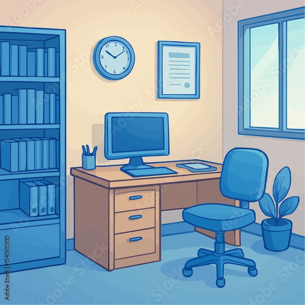 Fototapeta Calm and Serene Doctor's Office A Comfortable Workspace Illustration