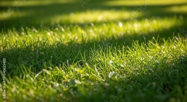 Fototapeta Close-up view of lush green grass in sunlight