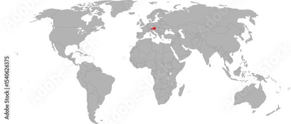Fototapeta Austria Highlighted on World Map