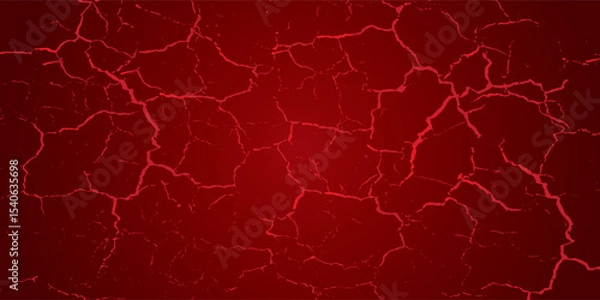 Fototapeta striking red and black cracked texture background, resembling molten lava or fractured earth. The glowing cracks create a dramatic and intense visual effect