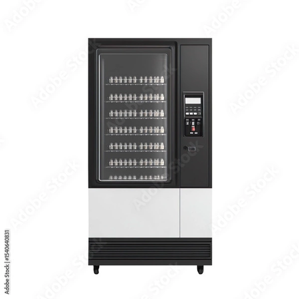 Fototapeta Blank black and white vending machine mockup isolated on transparent background