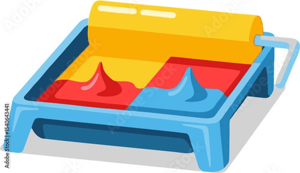 Fototapeta Colorful Paint Roller Tray with Divided Paint Compartments