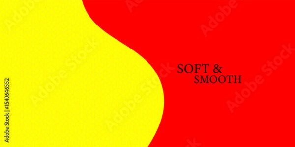 Fototapeta Bright red and yellow abstract background with smooth, wavy division and subtle geometric texture. Includes text “Soft & Smooth” in elegant black font