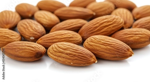 Obraz Closeup of almonds, isolated on the white background,