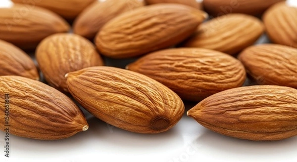 Obraz Closeup of almonds, isolated on the white background,