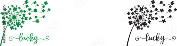 Fototapeta Lucky Clover Dandelion A Whimsical Design of  Good Fortune and Nature's Beauty