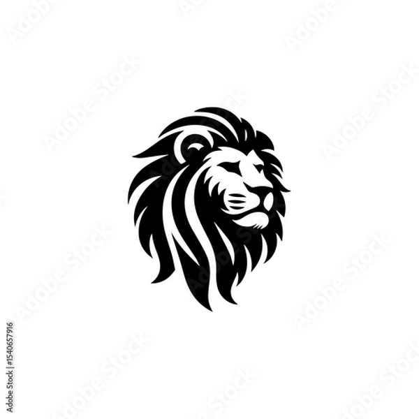 Obraz Stylized black and white lion's head profile, majestic and powerful design.