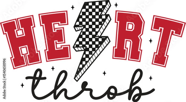 Fototapeta Heart Throb Racing Heart Design, Checkered Flag Lightning Bolt Graphic