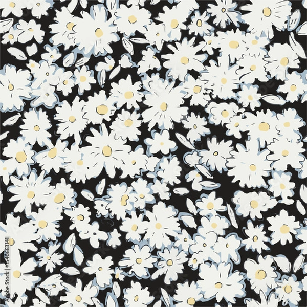 Obraz Floral seamless pattern with big flowers and Vector illustration.seamless floral watercolor pattern with garden pink, flowers roses, leaves, branches. Botanic tile, background.
