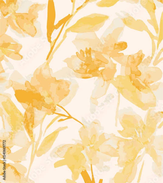 Obraz Big flowers pattern, upscale floral pattern. graphical textures floral, trendy colors pattern , flowers background with leaves. vector illustration.