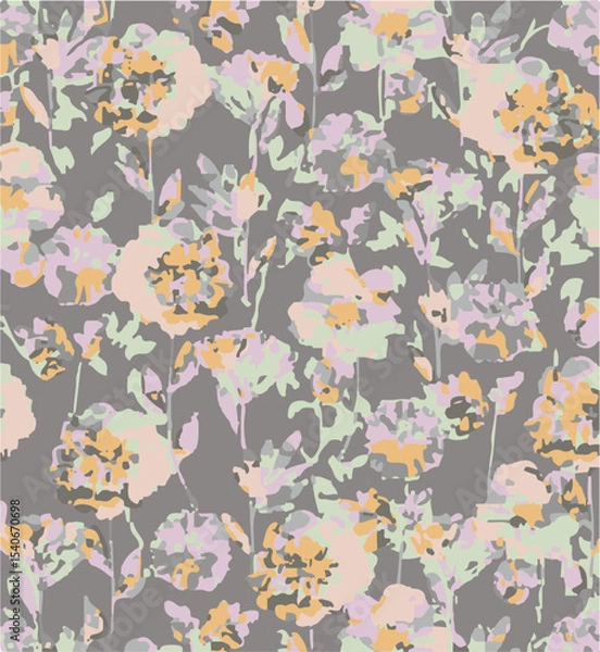 Obraz Floral seamless pattern with big flowers and Vector illustration.seamless floral watercolor pattern with garden pink, flowers roses, leaves, branches. Botanic tile, background.