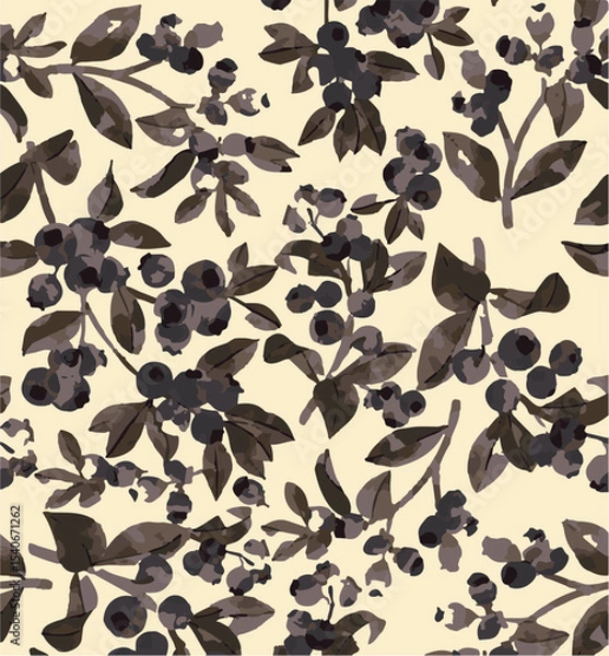 Obraz Floral seamless pattern with big flowers and Vector illustration.seamless floral watercolor pattern with garden pink, flowers roses, leaves, branches. Botanic tile, background.