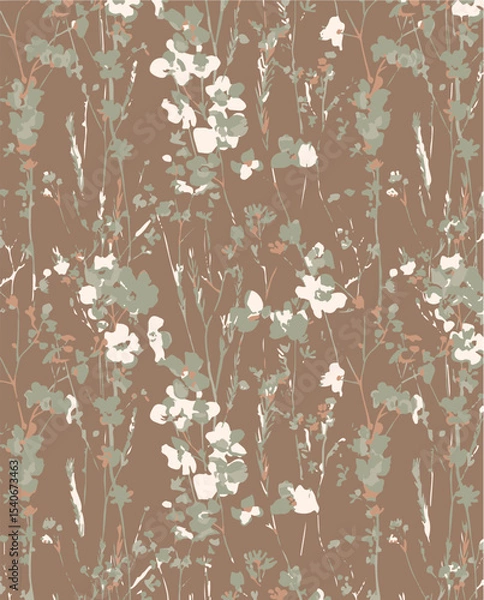 Obraz Floral seamless pattern with big flowers and Vector illustration.seamless floral watercolor pattern with garden pink, flowers roses, leaves, branches. Botanic tile, background.