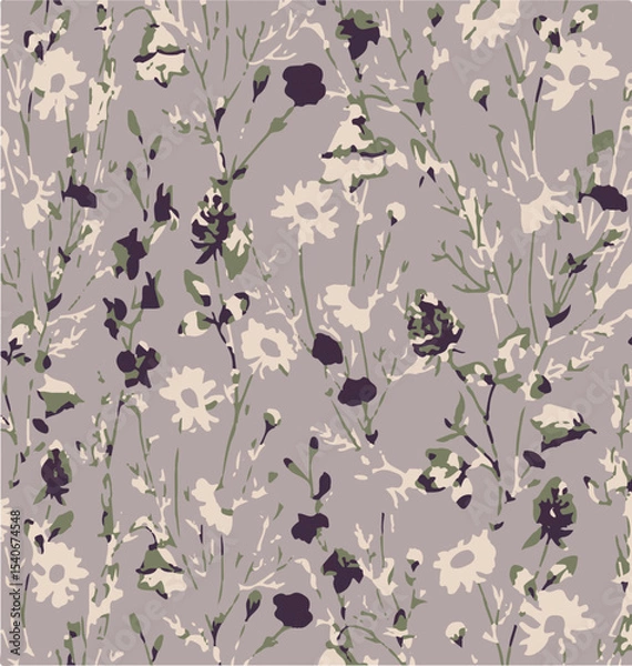 Obraz Floral seamless pattern with big flowers and Vector illustration.seamless floral watercolor pattern with garden pink, flowers roses, leaves, branches. Botanic tile, background.