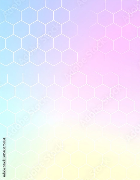Fototapeta Pastel Hexagon Pattern Background: Soft Gradient, 3D Render.artwork, colourful, gradient, graphic, soft, three-dimensional, vibrant, visual, abstract, art, computer, hexagon, light, modern, shape, 