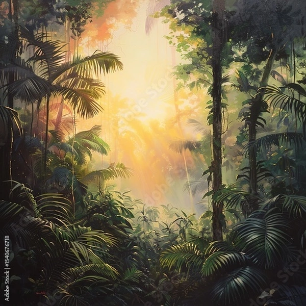 Obraz sunset in the jungle