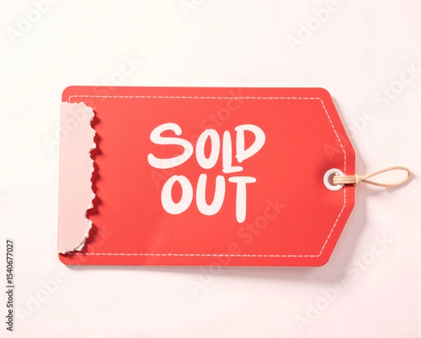 Fototapeta Red Sold Out Tag Isolated on White Background – Retail and E-Commerce Banner