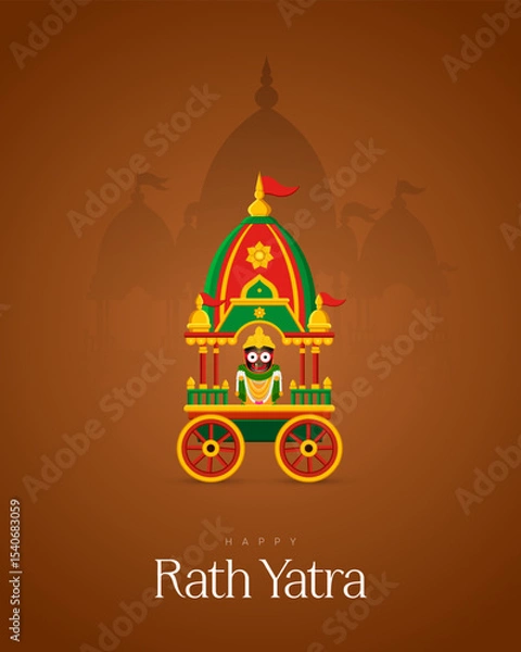 Obraz Illustration of the Rath Yatra festival celebrating Lord Jagannath’s chariot procession. Ideal for spiritual artwork, Indian religious posters, festival banners, and social media graphics