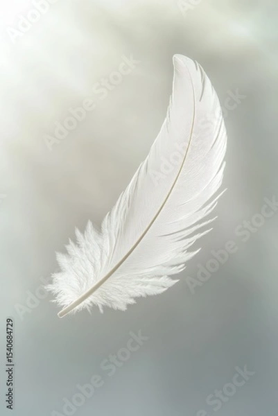 Fototapeta Delicate White Feather Floating Gracefully in Soft Natural Light