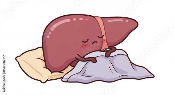Obraz Cartoon liver character sleeping