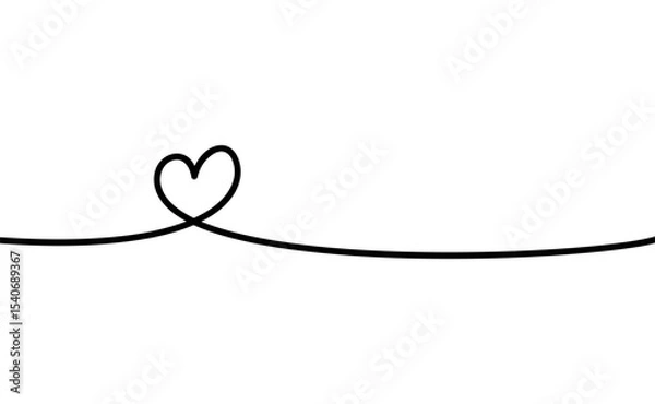 Fototapeta Minimalist Heart Line Art - Continuous Black Line Drawing
