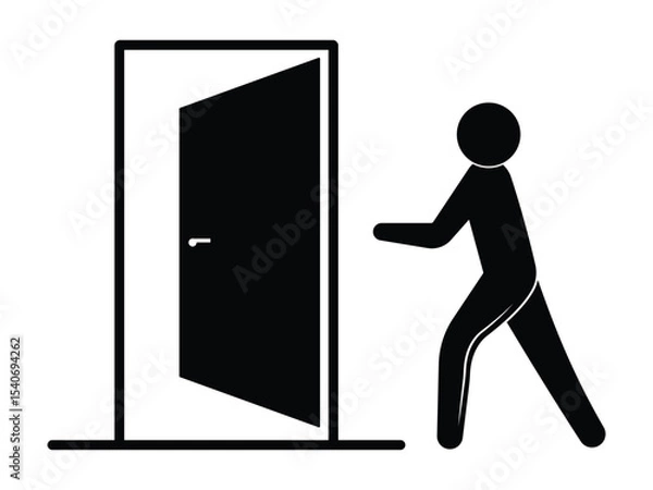 Fototapeta Closed, Opened door icon vector design. Silhouette of open and exit or close door vector symbol, logo, app, web design. Vector illustration.