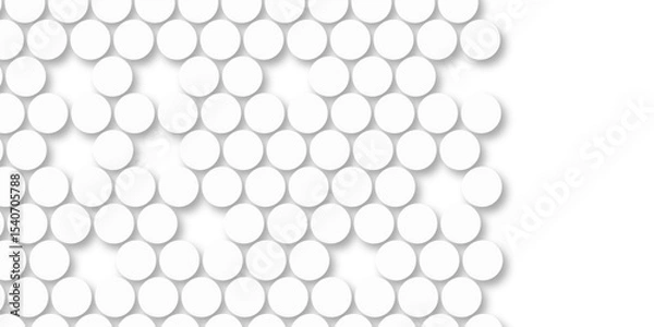 Fototapeta White tiles wall. round marble textures, ball tiles. Top view pavement circle block white texture with seamless patterns floor background. Air Bubble wrap texture background. Textured Background.